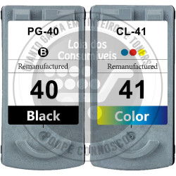 Conjunto 2 Tinteiros Canon Reciclados PG40/CL41 Preto/Tricolor