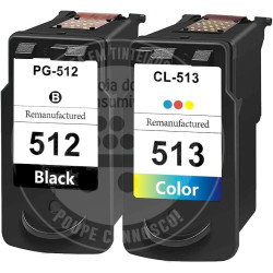 Conjunto 2 Tinteiros Canon Reciclados PG512/CL513 Preto/Tricolor