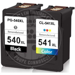 Conjunto 2 Tinteiros Canon Reciclados PG540XL/CL541XL Preto/Tricolor