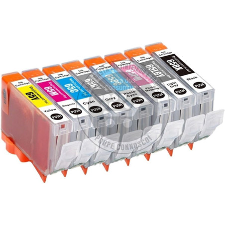 Conjunto 8 Tinteiros Canon Compatíveis CLI65
