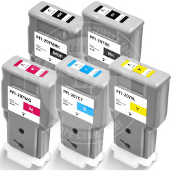 Conjunto 5 Tinteiros Canon Compatíveis PFI207