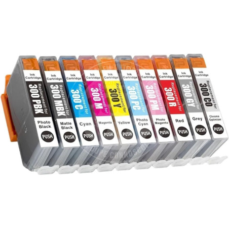 Conjunto 10 Tinteiros Canon Compatíveis PFI300