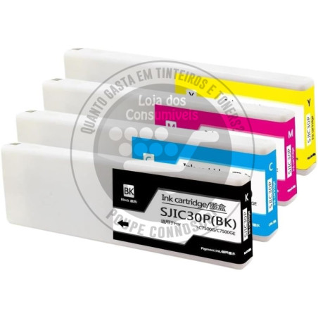 Conjunto 4 Tinteiros Epson Compatíveis SJIC30P