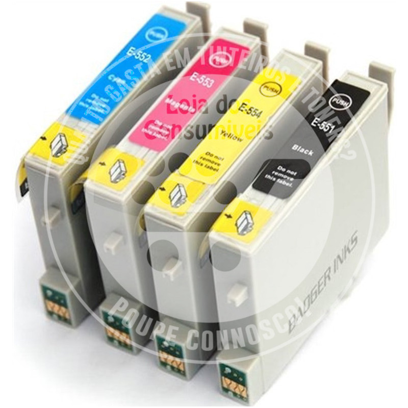 Conjunto 4 Tinteiros Epson Compatíveis T0551/2/3/4 (T0555)