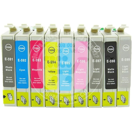 Conjunto 9 Tinteiros Epson Compativeis T059