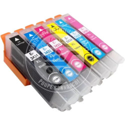 Conjunto 6 Tinteiros Epson Compatíveis T2431/2/3/4/5/6 (T2428) - 24XL