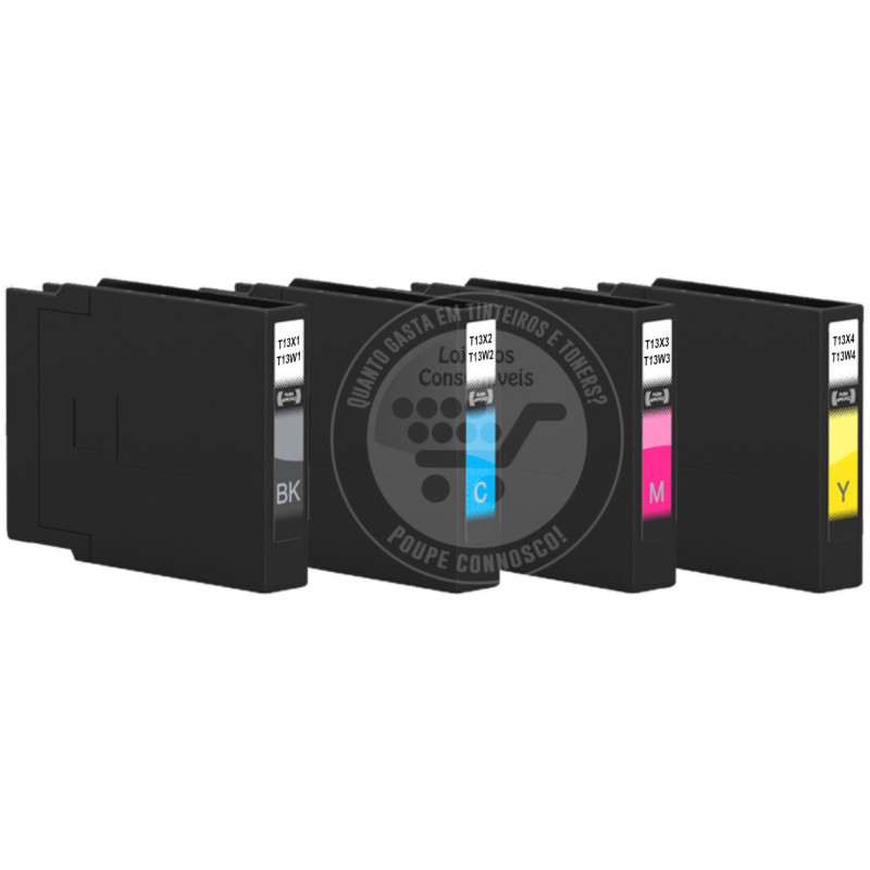 Conjunto 4 Tinteiros Epson Compatíveis T13X/T13W