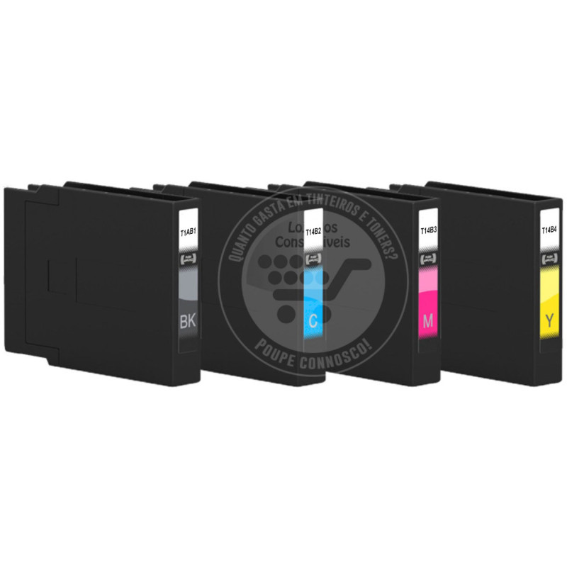 Conjunto 4 Tinteiros Epson Compatíveis T14B
