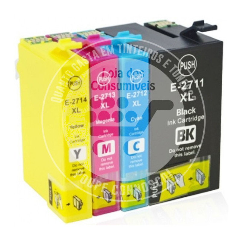 Conjunto 4 Tinteiros Epson Compatíveis T2711/2/3/4 (T2715) - 27XL