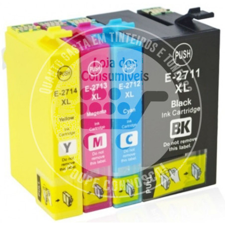 Conjunto 4 Tinteiros Epson Compatíveis T2711/2/3/4 (T2715) - 27XL