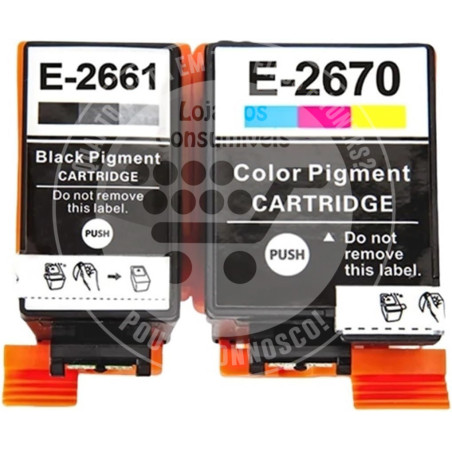 Conjunto 2 Tinteiros Epson Compatíveis T266/T267 Preto/Tricolor