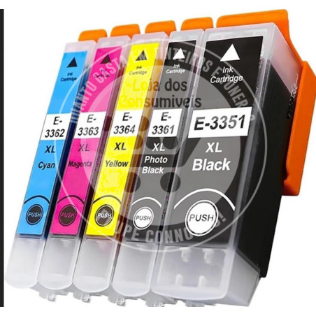 Conjunto 5 Tinteiros Epson Compatíveis T3351/T3361/2/3/4 (T3337) - 33XL