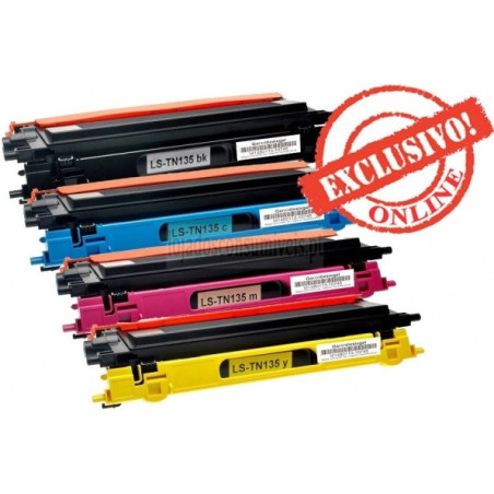 Conjunto 4 Toners Brother Compatíveis TN135/TN130 Preto + Cores
