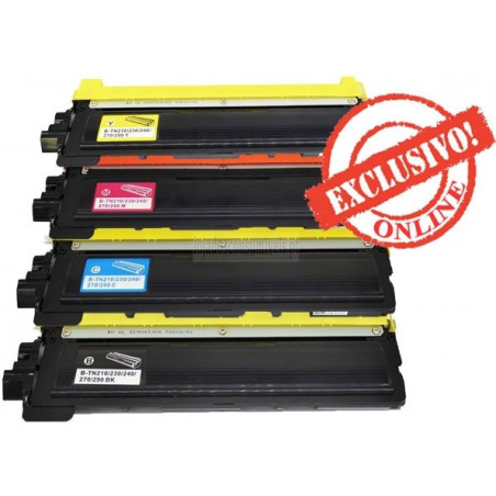 Conjunto 4 Toners Brother Compatíveis TN230 Preto + Cores