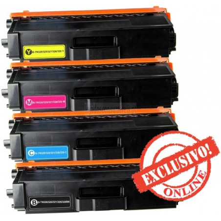 Conjunto 4 Toners Brother Compatíveis TN320/TN325/TN321/TN326/TN329 Preto + Cores