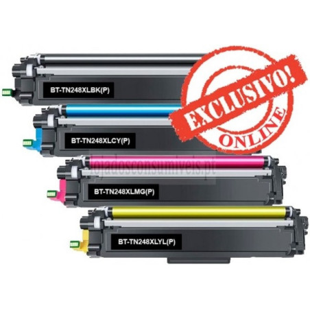Conjunto 4 Toners Brother Compatíveis TN248XL Preto + Cores
