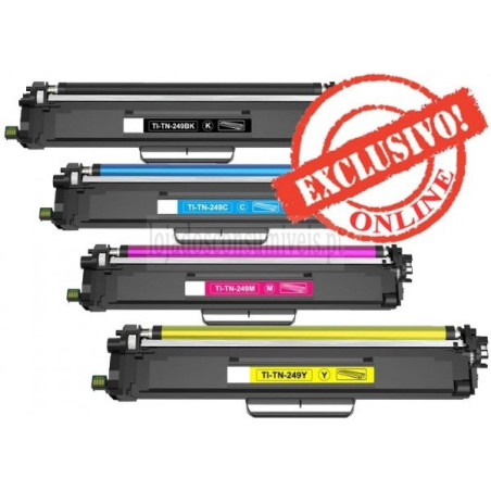 Conjunto 4 Toners Brother Compatíveis TN249 Preto + Cores