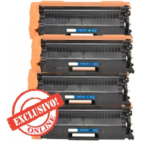 Conjunto 4 Toners Brother Compatíveis TN821XXL Preto + Cores