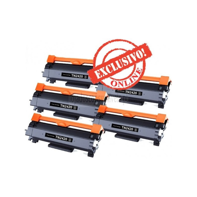 Conjunto 5 Toners Brother Compatíveis TN2420/TN2410 Preto