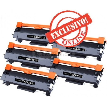 Conjunto 5 Toners Brother Compatíveis TN2420/TN2410 Preto