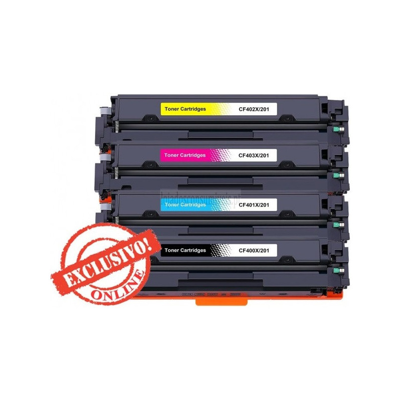 Conjunto 4 Toners HP Compatíveis Nº201X/201A Preto + Cores
