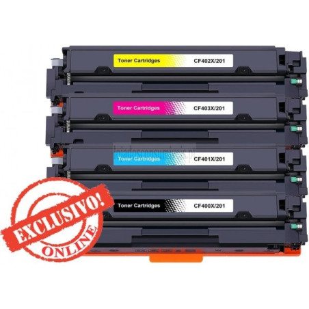 Conjunto 4 Toners HP Compatíveis Nº201X/201A Preto + Cores