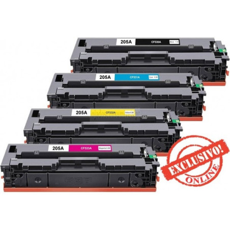 Conjunto 4 Toners HP Compatíveis Nº205A Preto + Cores